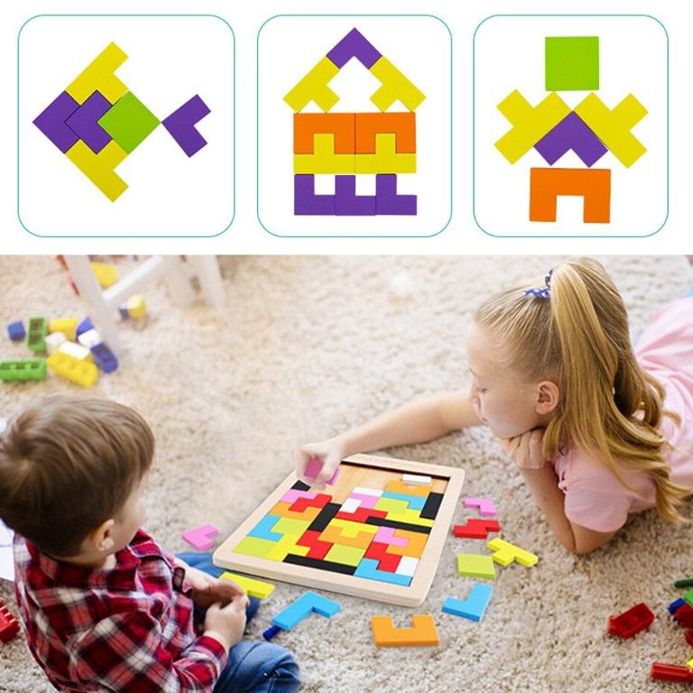2 Pcs Kids Matching Puzzle Toy - Wooden Blocks Puzzle Game Brain Toy, Jigsaw  Toys For Children Cartoon Puzzles Intelligence Kids Early Educational Br