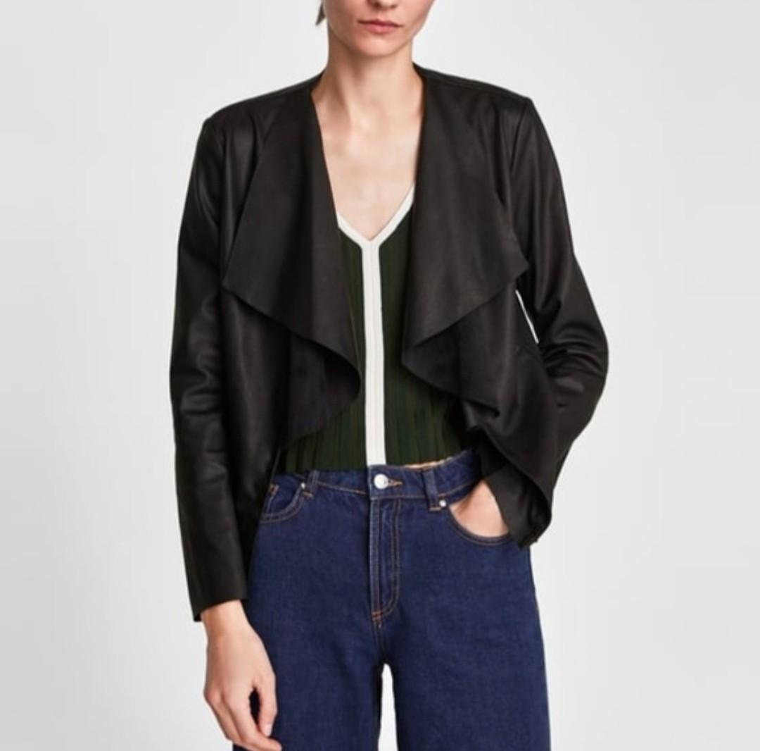waterfall leather jacket zara