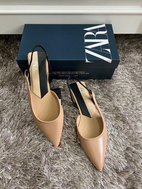 Zara flat shoes leather tali belakang karet sandal zara sepatu zara
