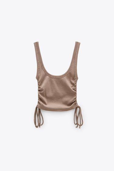 Zara ruched ribbed top, Women's Fashion, Tops, Other Tops on Carousell