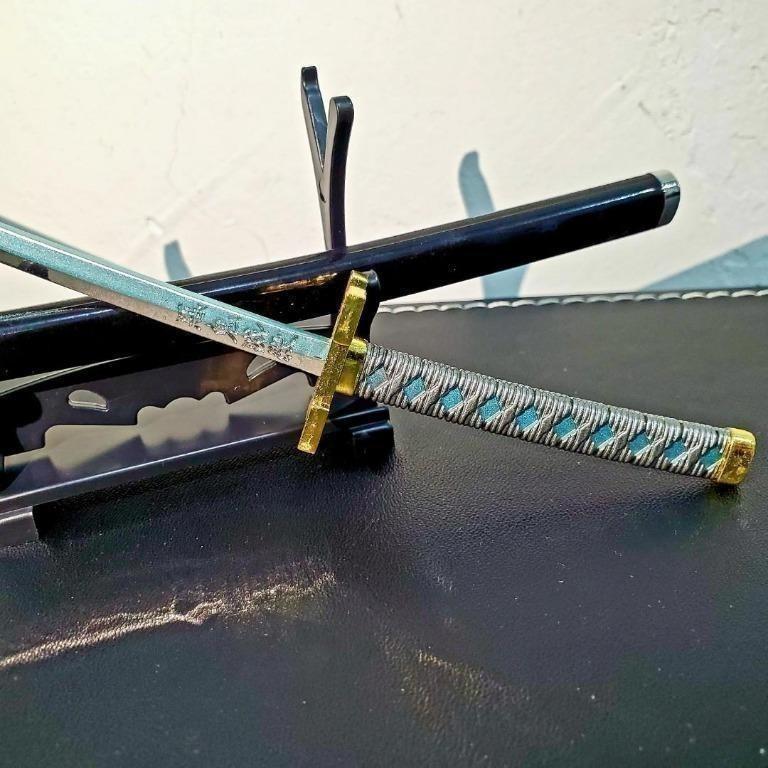 仿日輪刀模型收藏擺設 開信刀24cm 霞柱時透無一郎連刀鞘刀架同人誌作品鬼滅之刃 興趣及遊戲 玩具 遊戲類