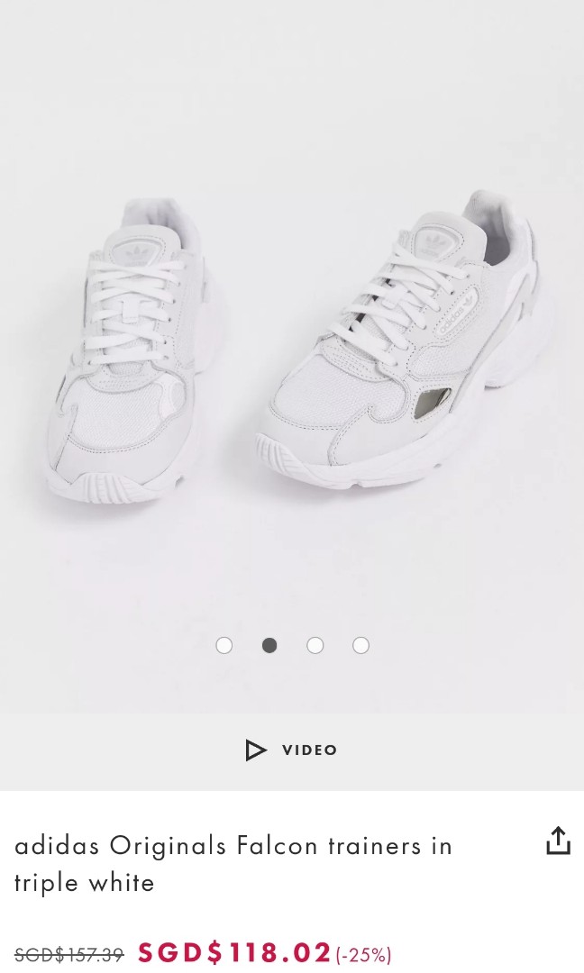Adidas originals triple white falcon trainers top