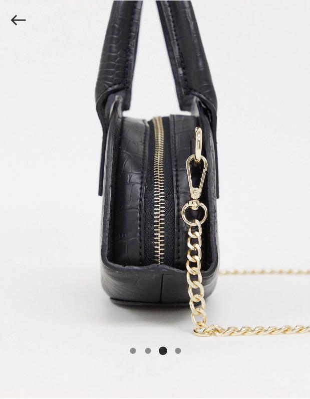 ASOS DESIGN Curved Base Bag in Black Croc Emily Shak Style Edit, Women ...