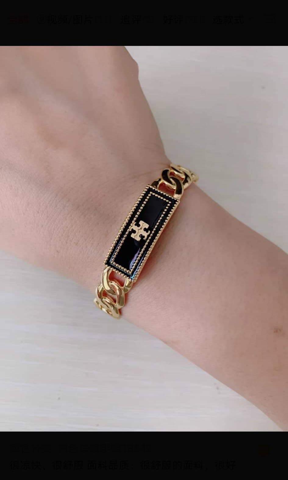 🆕Authentic Tory Burch Bracelet Cuff Gold And Black Tone, Luxury,  Accessories on Carousell