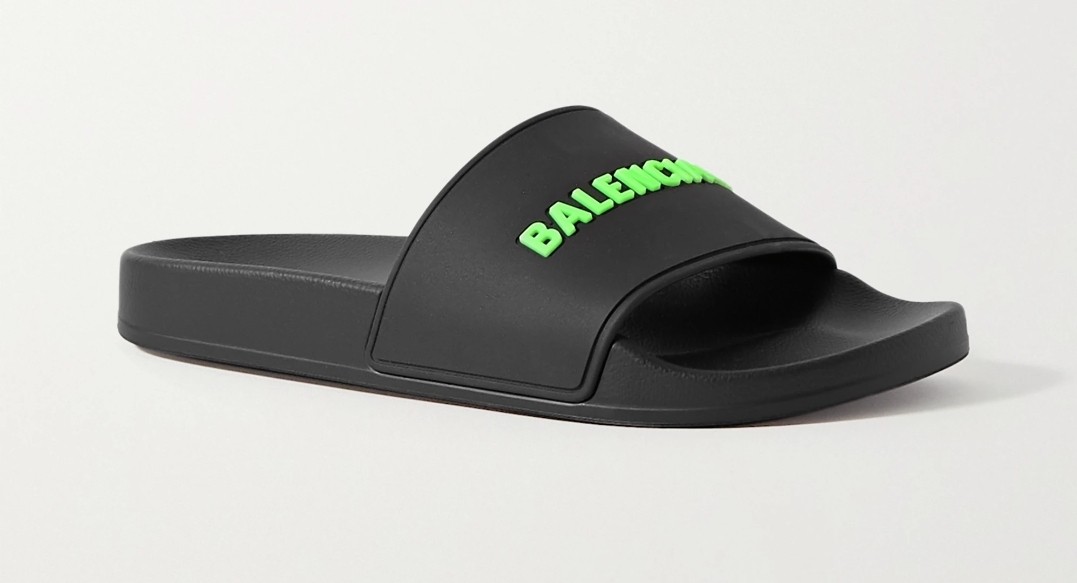 NEW Balenciaga Men039s Black GLOW BB Logo Pool Slides Sandals Shoes 7  US 40 EU  eBay