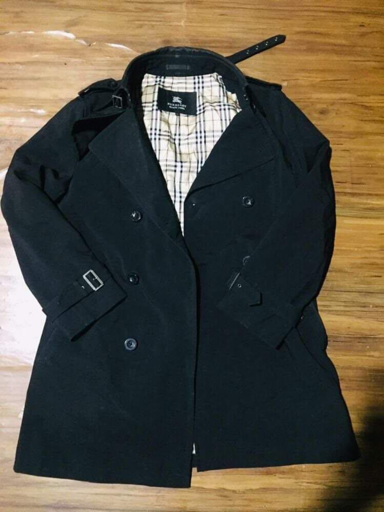 Burberry black sales label coat