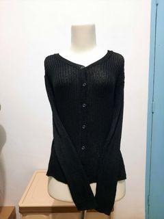 Cardigan Hitam Jaring