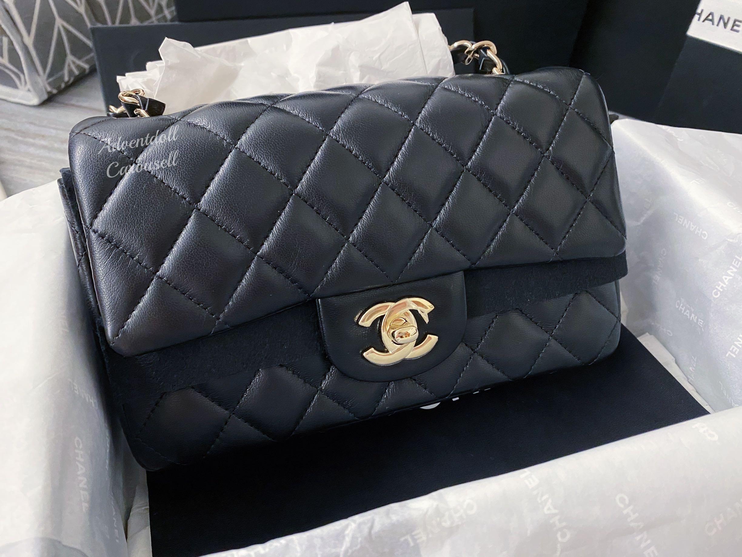 Chanel black mini rectangle in Lambskin LGHW, Women's Fashion, Bags &  Wallets, Shoulder Bags on Carousell