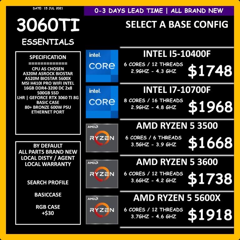 Amd ryzen 5 3600 rtx 3060 ti top