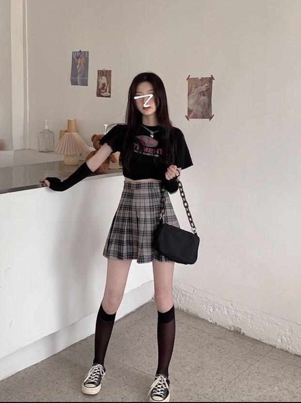 Black checkered deals skater skirt