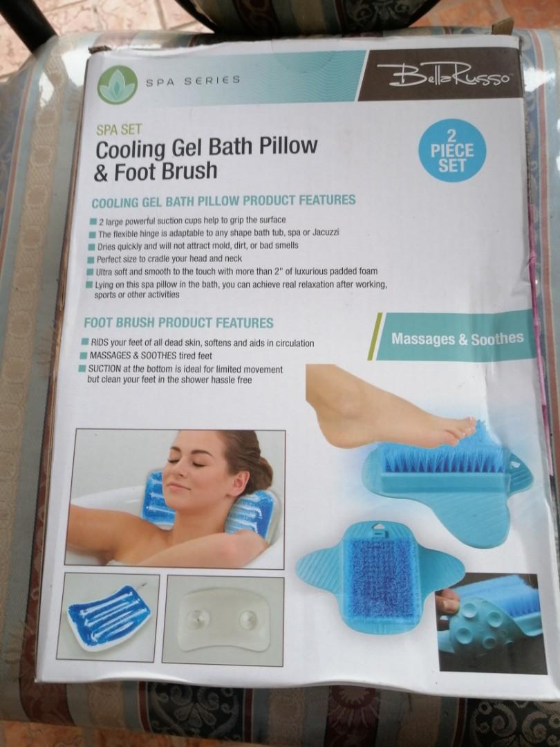 Bella Russo - *New* 2 Piece Spa Set Cooling Gel Bath Pillow & Foot Brush
