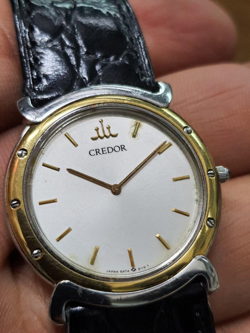 Credor Seiko 5A74-0050. 18kt Gold bezel. Quartz watch. 33mm. Good
