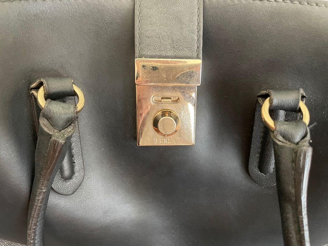 Furla Milano Medium Leather Tote in Onyx Women s Fashion Bags
