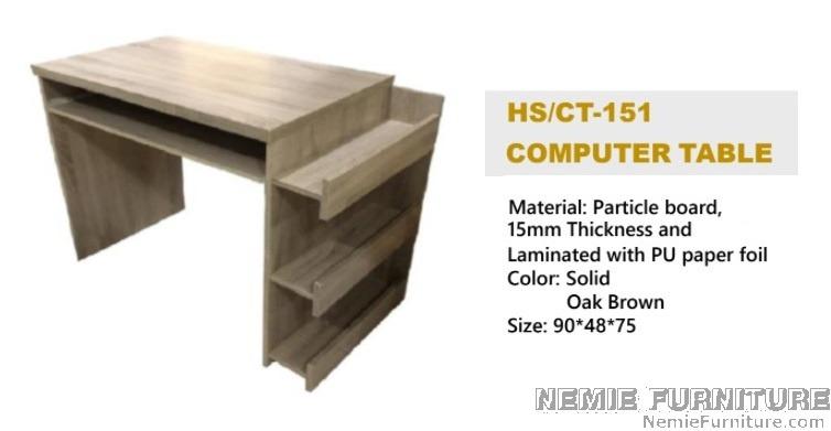 HS/CT151 computer table / study desk / work table (Category: Tables & Sets) located in Quezon City. Submitted by nemiefurniture (Listing ID 1100833215, Image 1). Description: computer table with shelves 35.43"L x 15.75"W x 29.53"H 900L x 400W x 750H mm color: solid or oak brown https://nemiefurniture.com Prices negotiable .