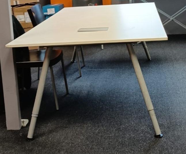 Ikea Galant ALeg Desk, White Top & Silver Legs, Furniture & Home