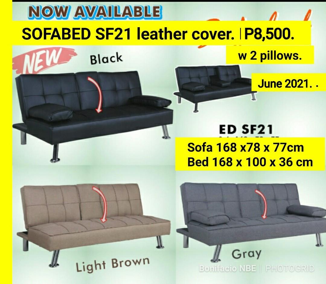 Imported Malaysian Sofa bed SF-21 leather . (Category: Sofas) located in Binan City. Submitted by mark.365 (Listing ID 240598990, Image 2). Description: Malaysian Sofa bed SF21 leather w 2 Pillows w drinks holder. Available colors black. Gray. Beige. P8,800. June 2023 Size Sofa 168 x 78 x 77cm Bed 168 x 100 x 36cm Pls visit our FB page Bpnifacio NBE Sales Center..