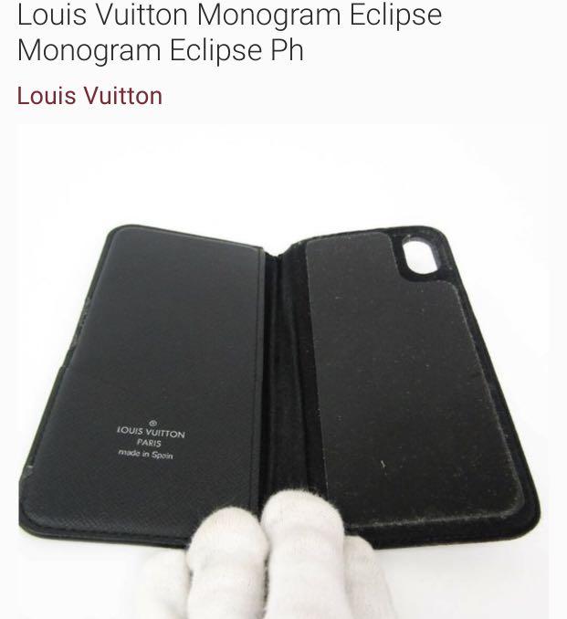 LOUIS VUITTON Monogram Eclipse iPhone XS Max Folio Case Black