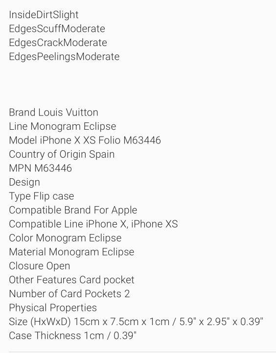 Louis Vuitton iPhone Folio Monogram Eclipse XS MAX Black/Gray in