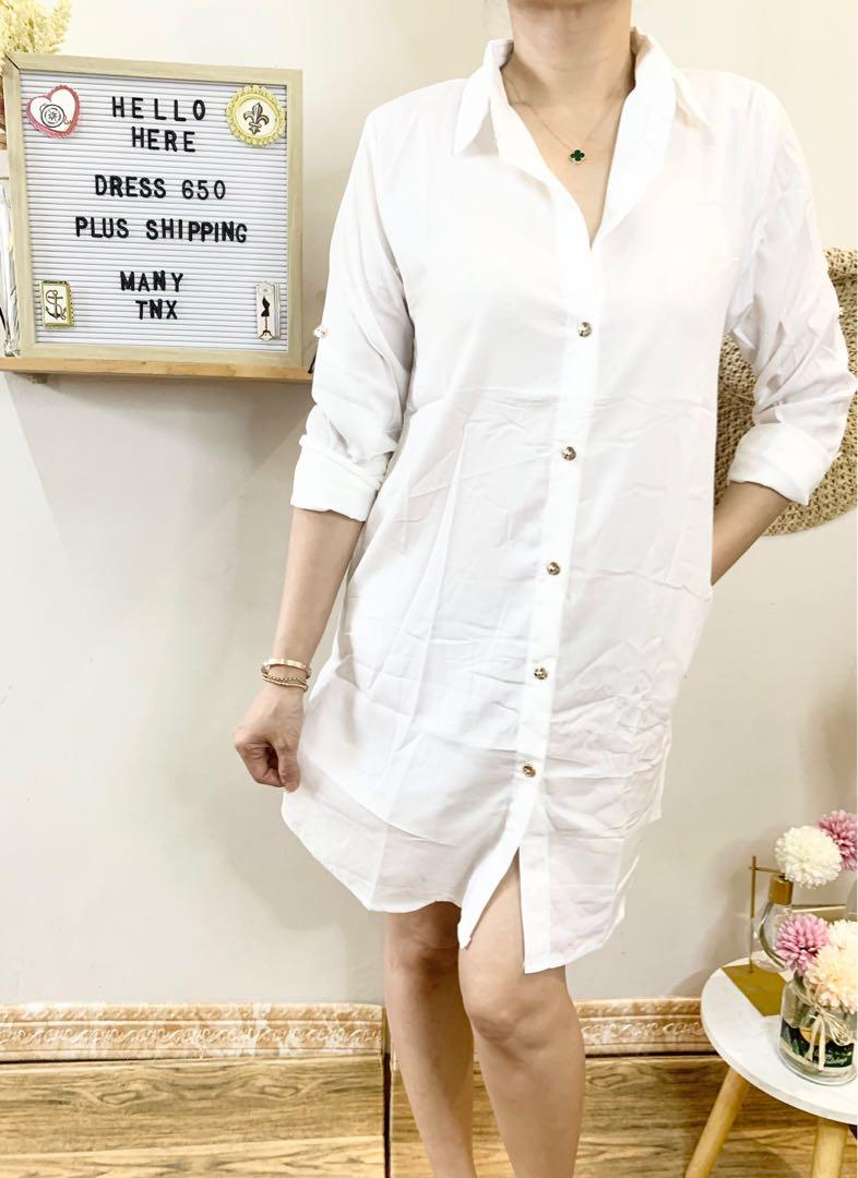 Korean white polo style dress collared 1021 Women s Fashion