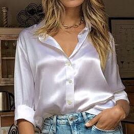 Long sleeve White Silk Shirt / Kemeja 