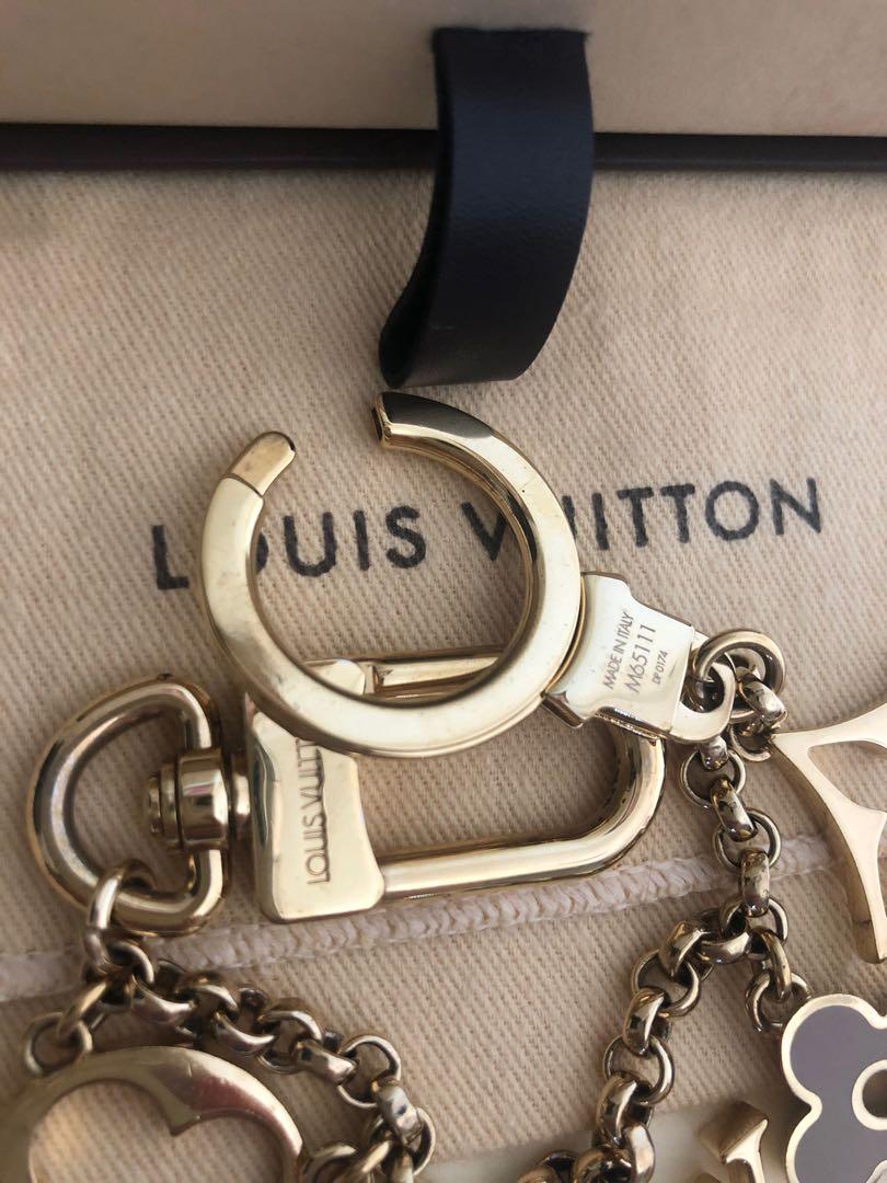 Louis Vuitton Black Taiga Leather Silver Logo Keychain Bag Charm