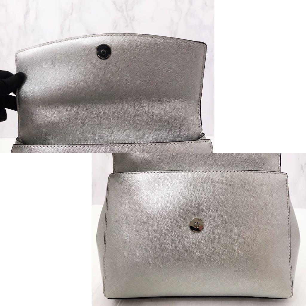 MICHAEL Michael Kors Empire Logo Embossed Medium Shoulder Bag in Gray | Lyst