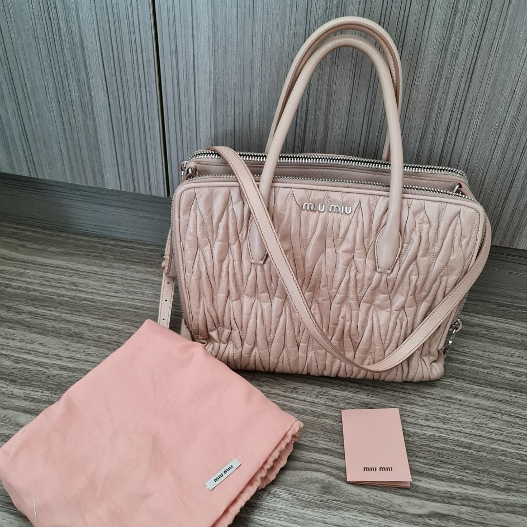 Miu Miu Matelasse Leather Shoulder Bag in Dusty Pink Women s