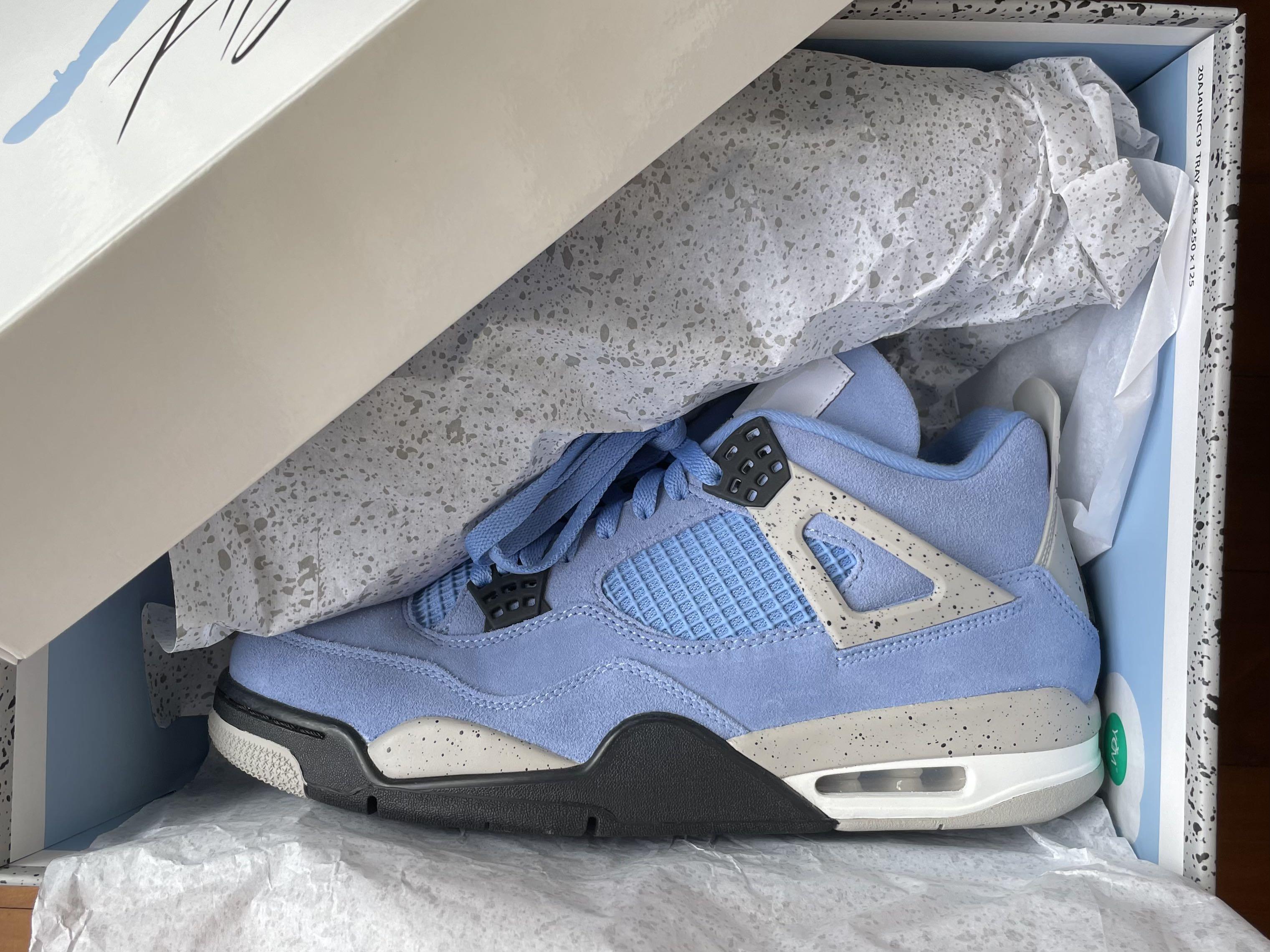Nike Air Jordan 4 Retro University Blue UNC US10.5/UK9.5, Men's Fashion,  Footwear, Sneakers on Carousell