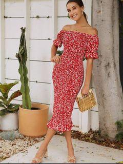 SHEIN Off-shoulder ruffle floral dress