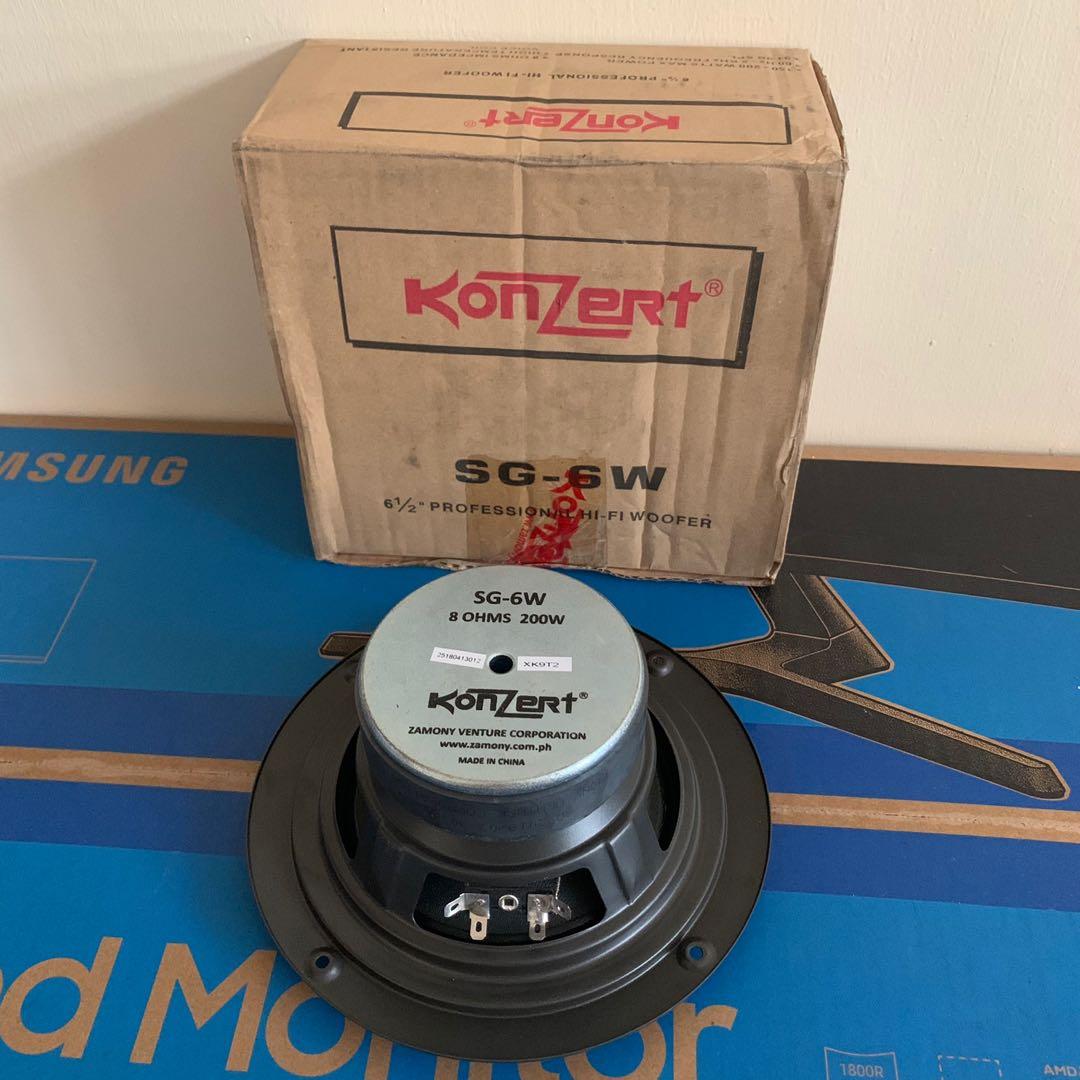 Original Konzert SG-6W Woofer (Category: Soundbars, Speakers & Amplifiers) located in Caloocan City. Submitted by marielleongg (Listing ID 1100952370, Image 3). Description: Konzert Professional SG-6W Woofer 🔈 Size: 6.5” 🔈 200 Watts Max. 🔈 Highly recommended for videoke machine / box 🔈 Guaranteed Konzert Original Product.