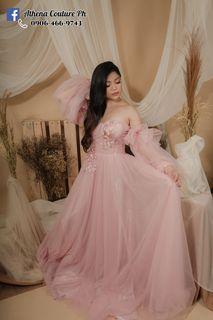Pastel baby pink tulle boho fairy gown