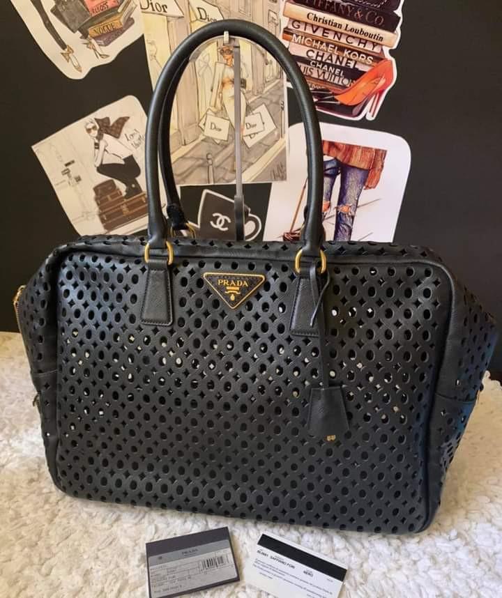 Prada perforated on sale tote