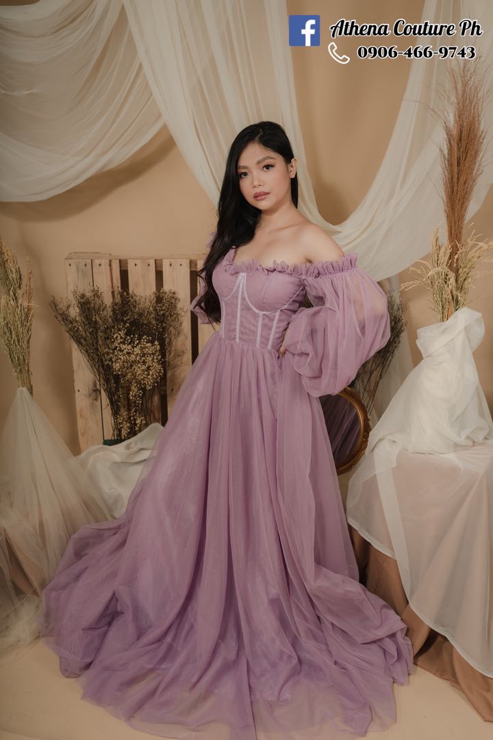Purple violet boho tulle fairy gown ...