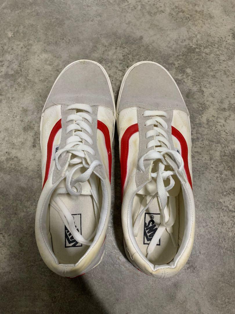 White vans red bottom on sale