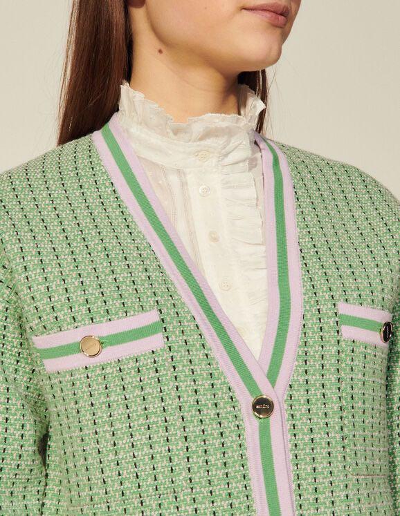 Sandro Green Cropped cardigan in fancy 