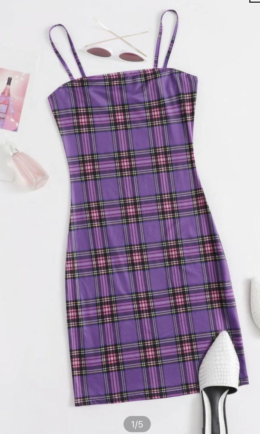 Purple dress shein clearance