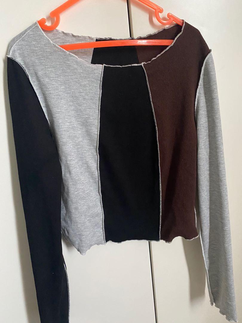 SHEIN LONG SLEEVE CROP TOP, Fesyen 