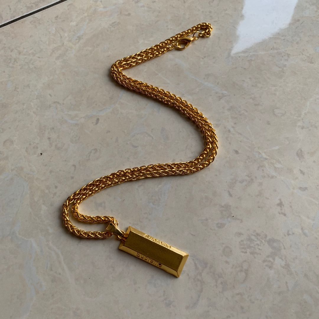 SUP*EME GOLD BAR NECKLACE, Barang Mewah 