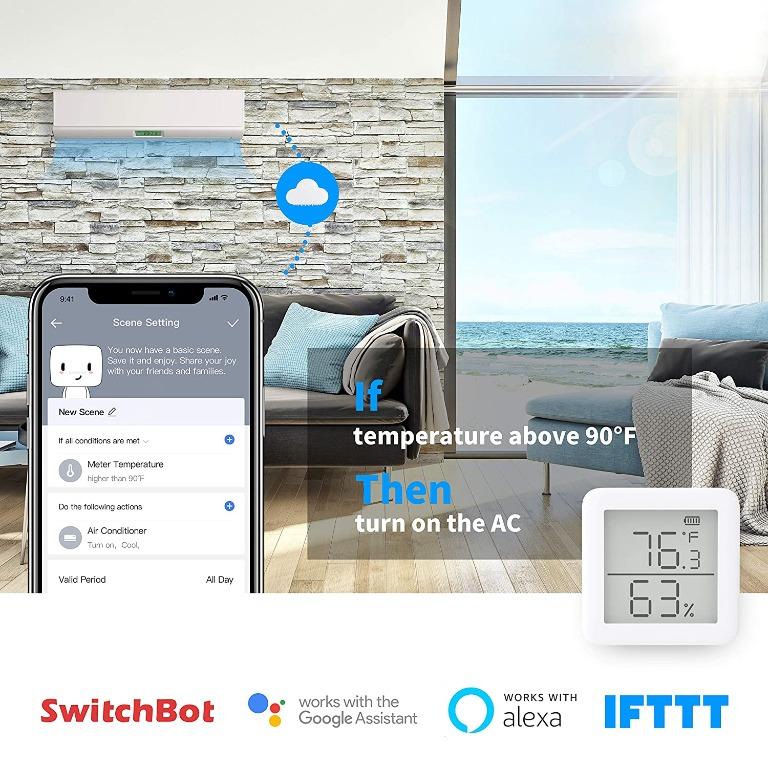 Thermometer Hygrometer Wireless Temperature Humidity Sensor With Alerts,  For Humidor And Guitar, Add Switchbot Hub Plus/mini Compatible With Alexa,  Go