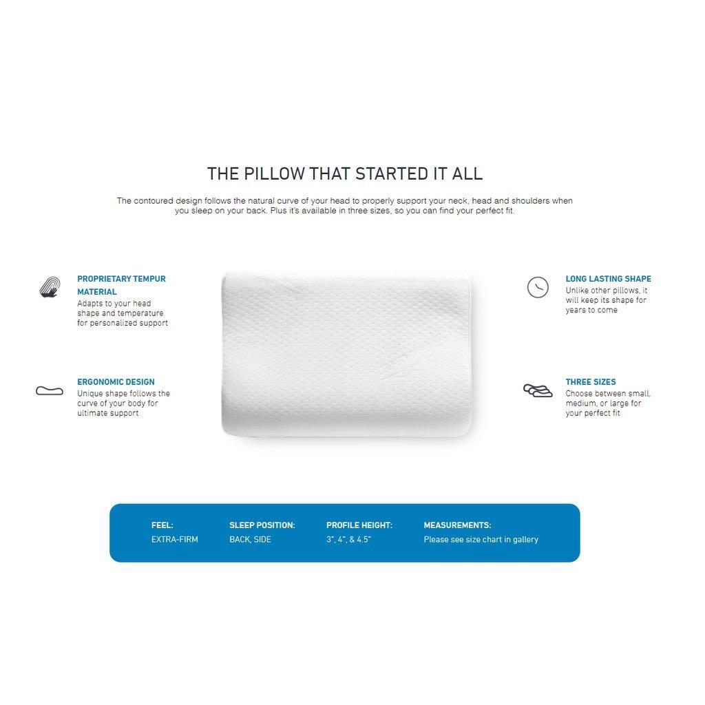 Tempur millennium pillow size chart 2025