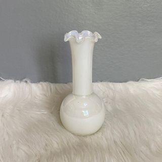 White Art Glass Slim Vase