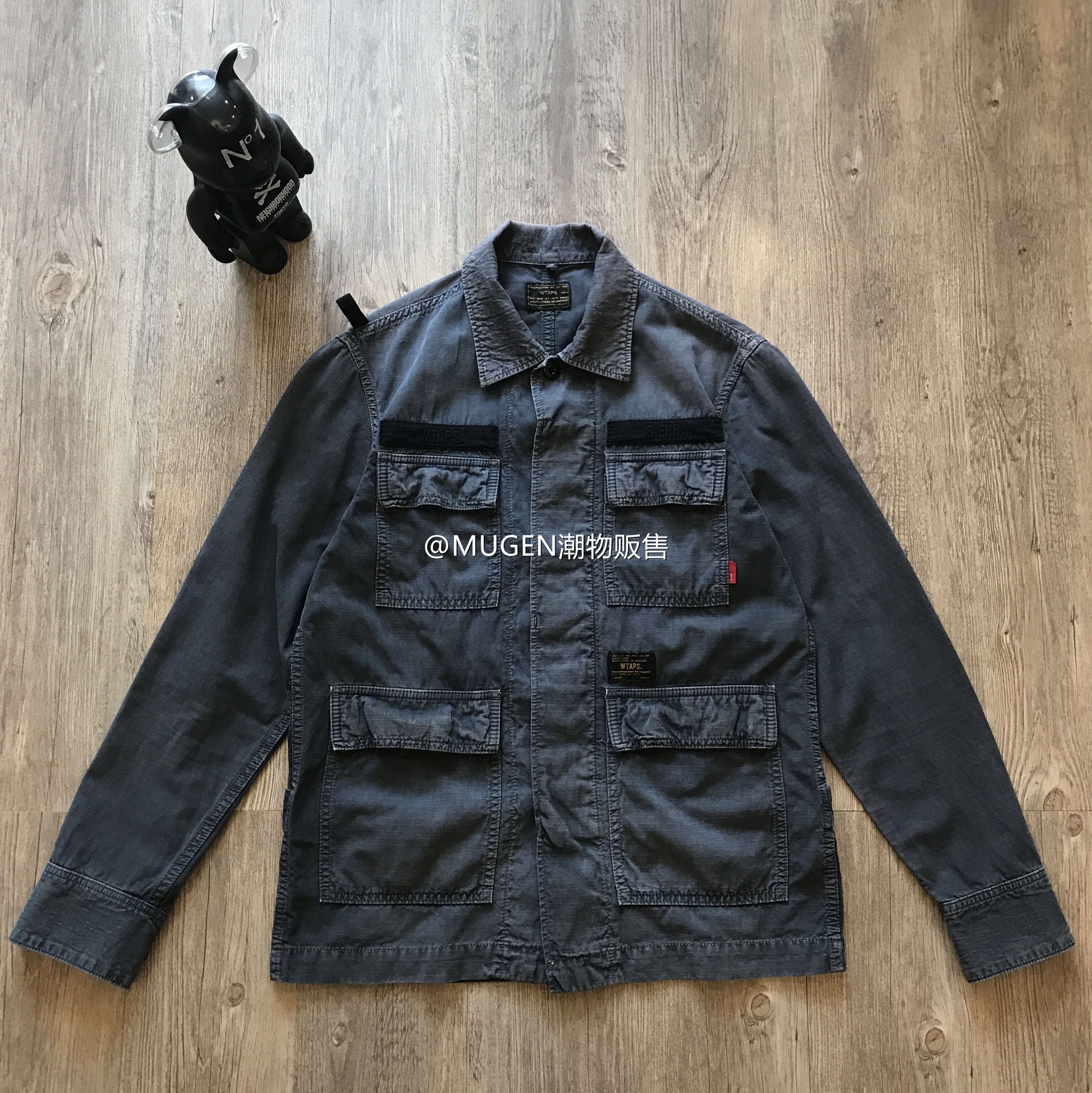 wtaps 15ss buds jungle ls 01 long sleeve bdu satin cotton ripstop shirt  pocket wtvua tet size s navy black