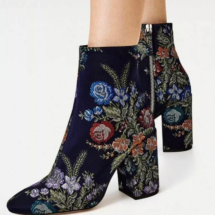 embroidered ankle boots