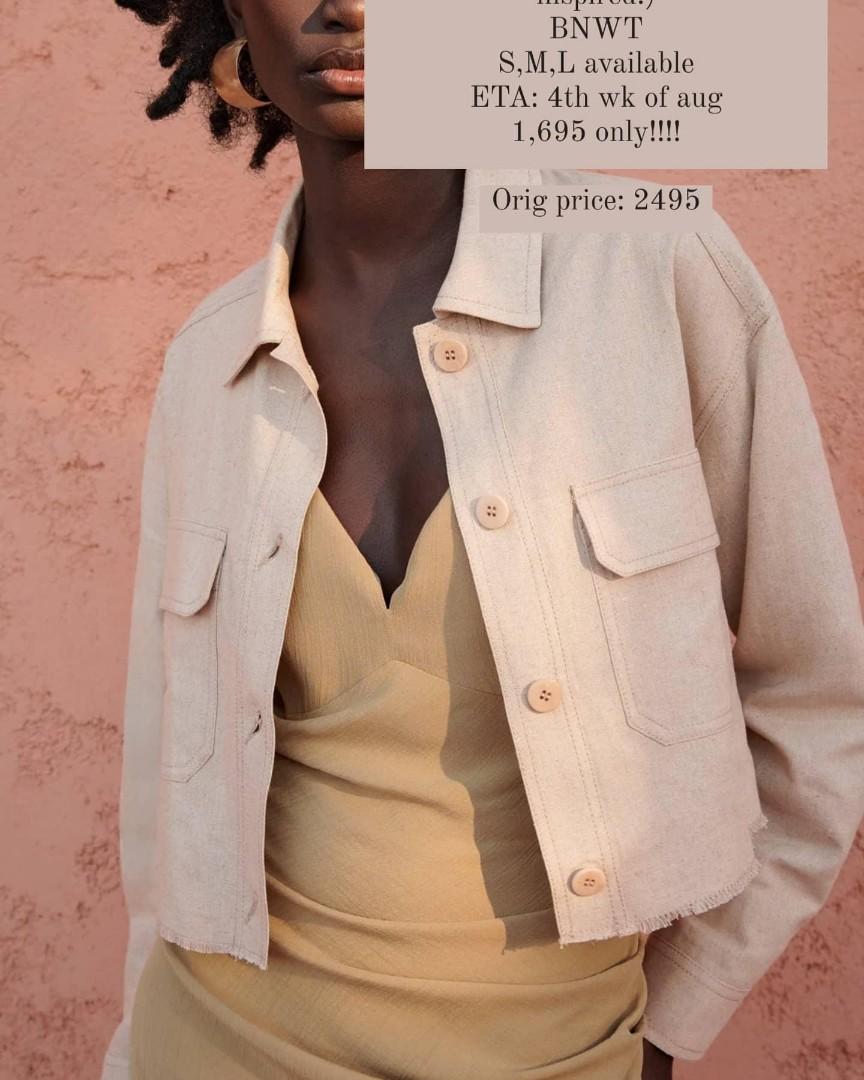 Zara linen crop jacket, Women's Fashion 