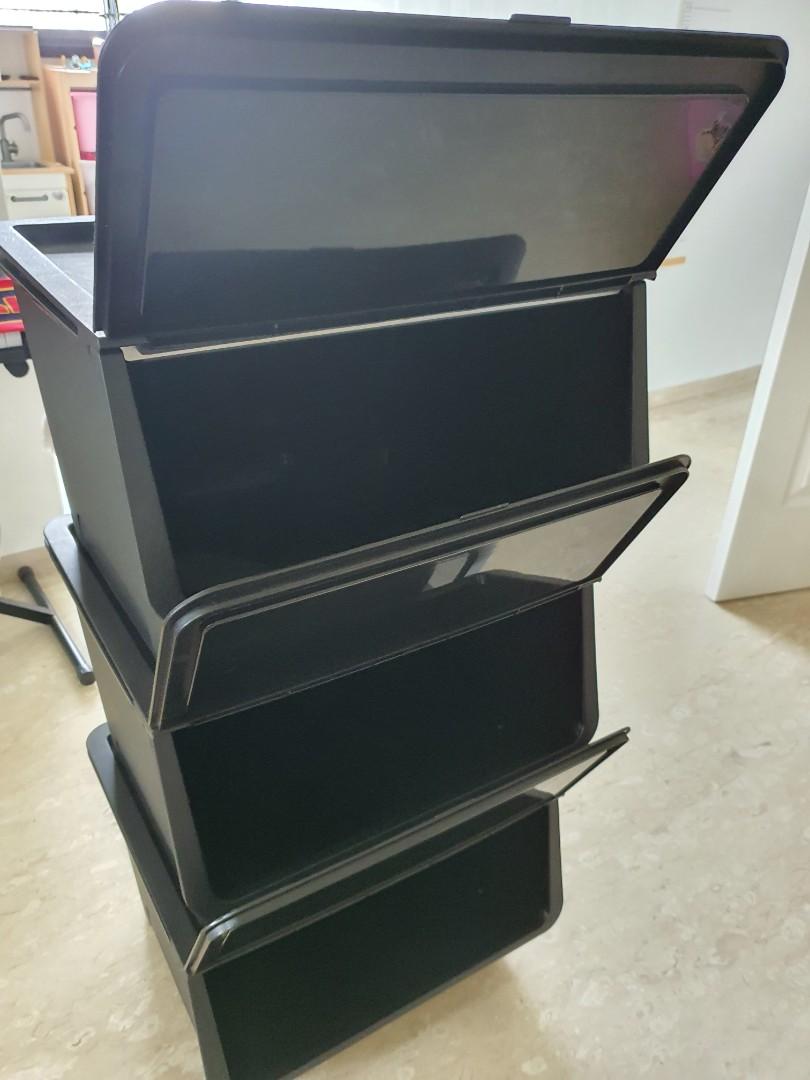 3 Ikea black storage boxes., Furniture & Home Living, Home Improvement