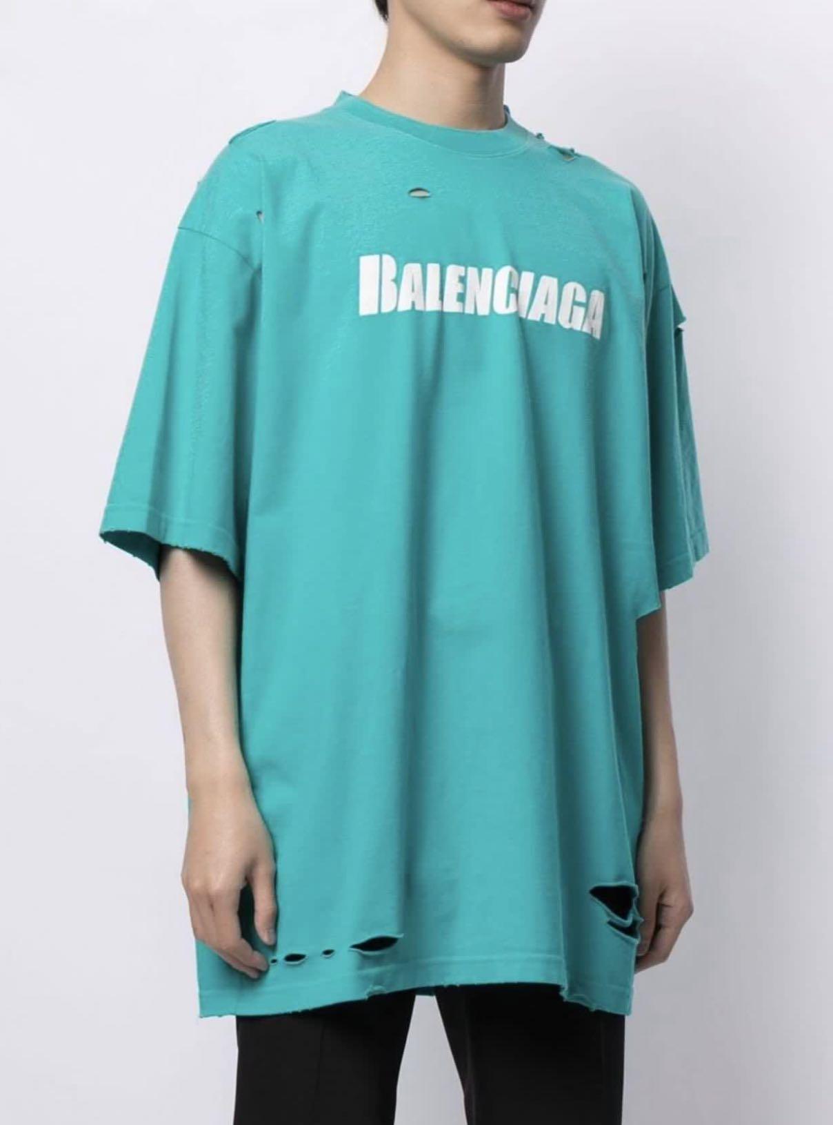Balenciaga Ripped logoprint Tshirt  Farfetch
