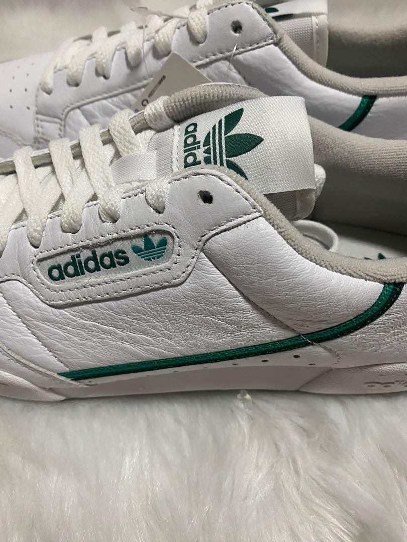Adidas Continental 80 Green (Category: Sneakers) located in San Juan City. Submitted by divch (Listing ID 1101204951, Image 1). Description: Brand new authentic Adidas Continental for sale. With tag intact but no box already since I transferred my shoes in my shoe closet already. Size US 9 / UK 8.5 RFS: decluttering Retails for 5k, slightly negotiable Grab / Lalamove c/o buyer .