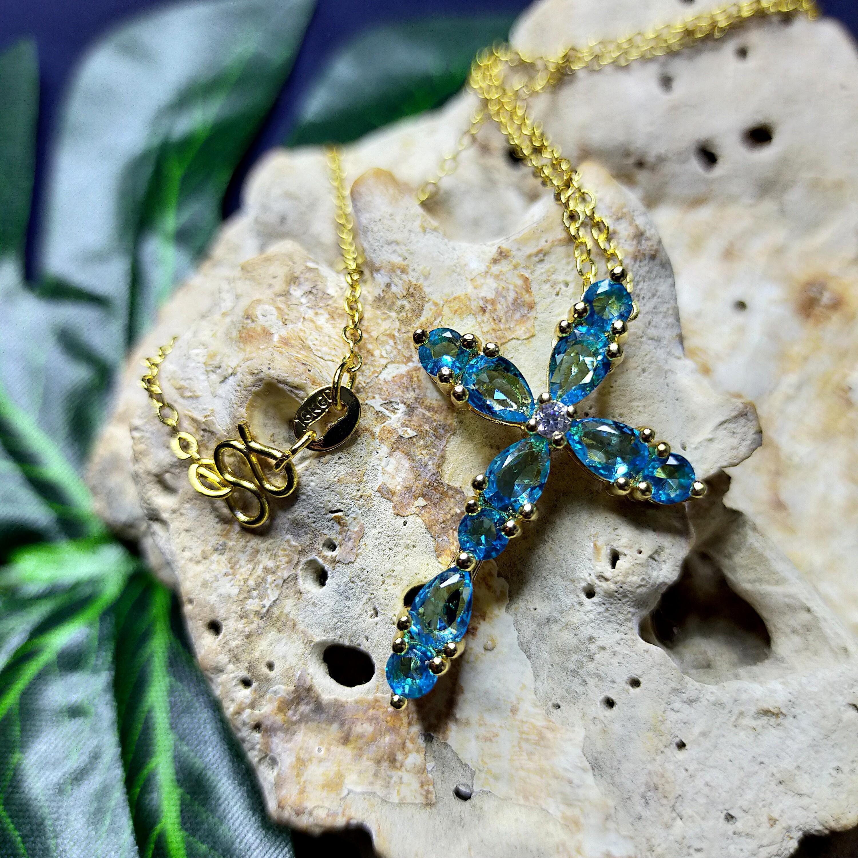 Aquamarine online cross pendant