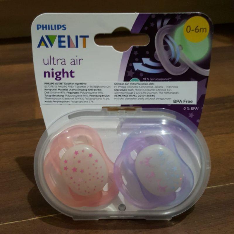 Avent ultra air empeng dot bayi 0-6bulan glowing in the dark, Bayi