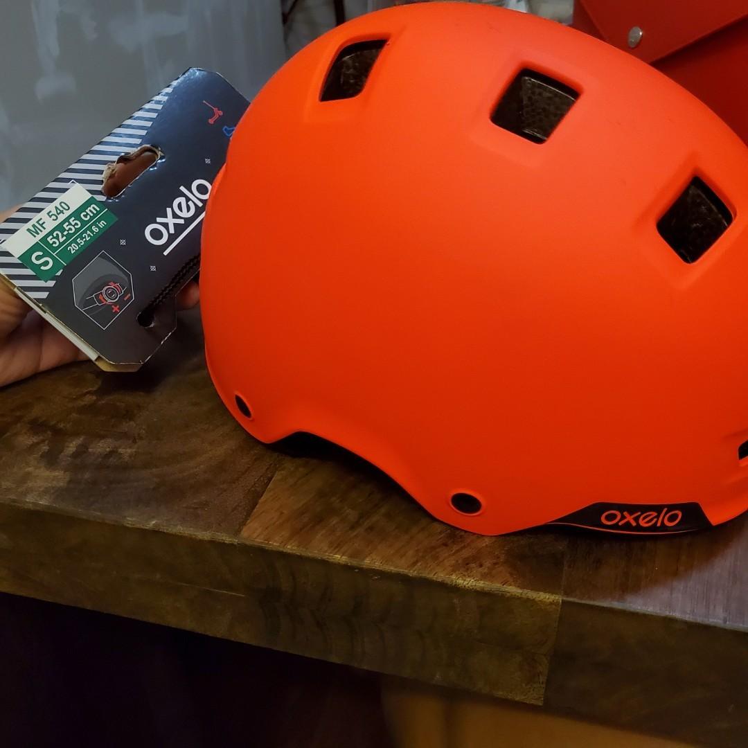 Bnwt Oxelo Skateboarding Skating Cycling Scootering Rollerblading Helmet Neon Orange Sports Equipment Sports Games Skates Rollerblades Scooters On Carousell